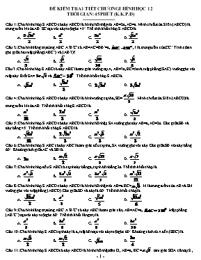 Đề kiểm tra một tiết chương 1 Hình học 12